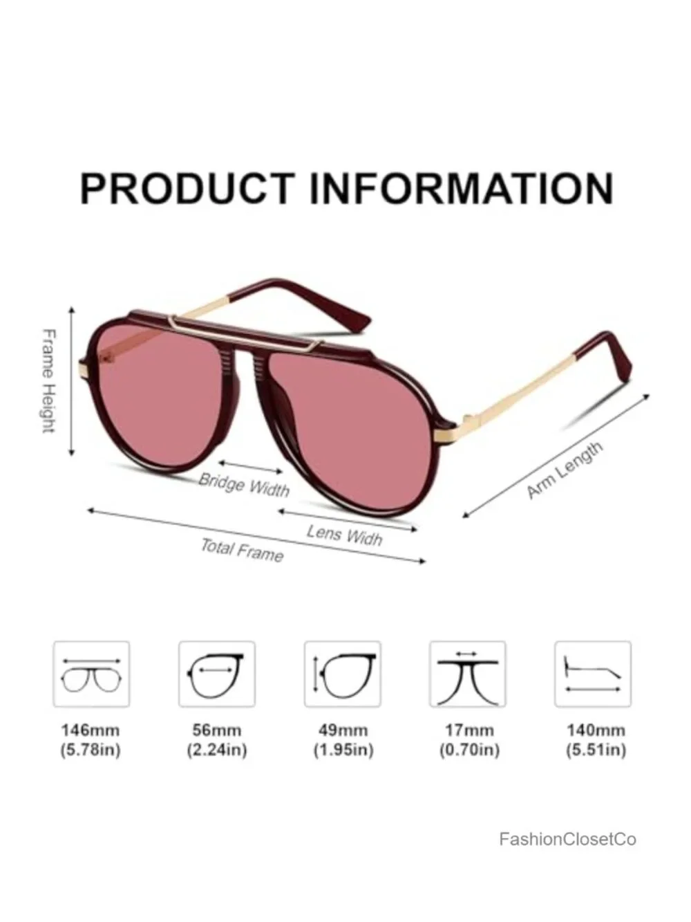 Oversized Retro Aviator Sunglasses Unisex 70s Trendy Gold Metal Frame UV